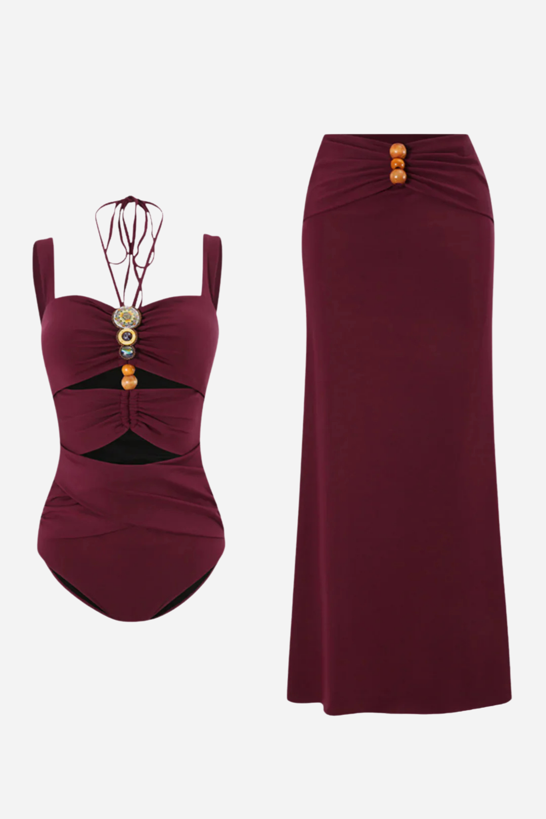 Burgundy Mayo ve Pareo Set