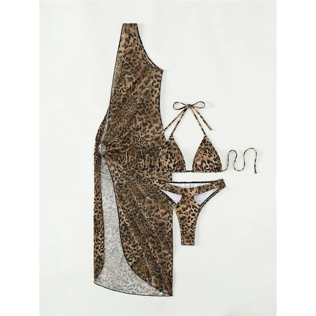 Leopar Bikini ve Pareo Set