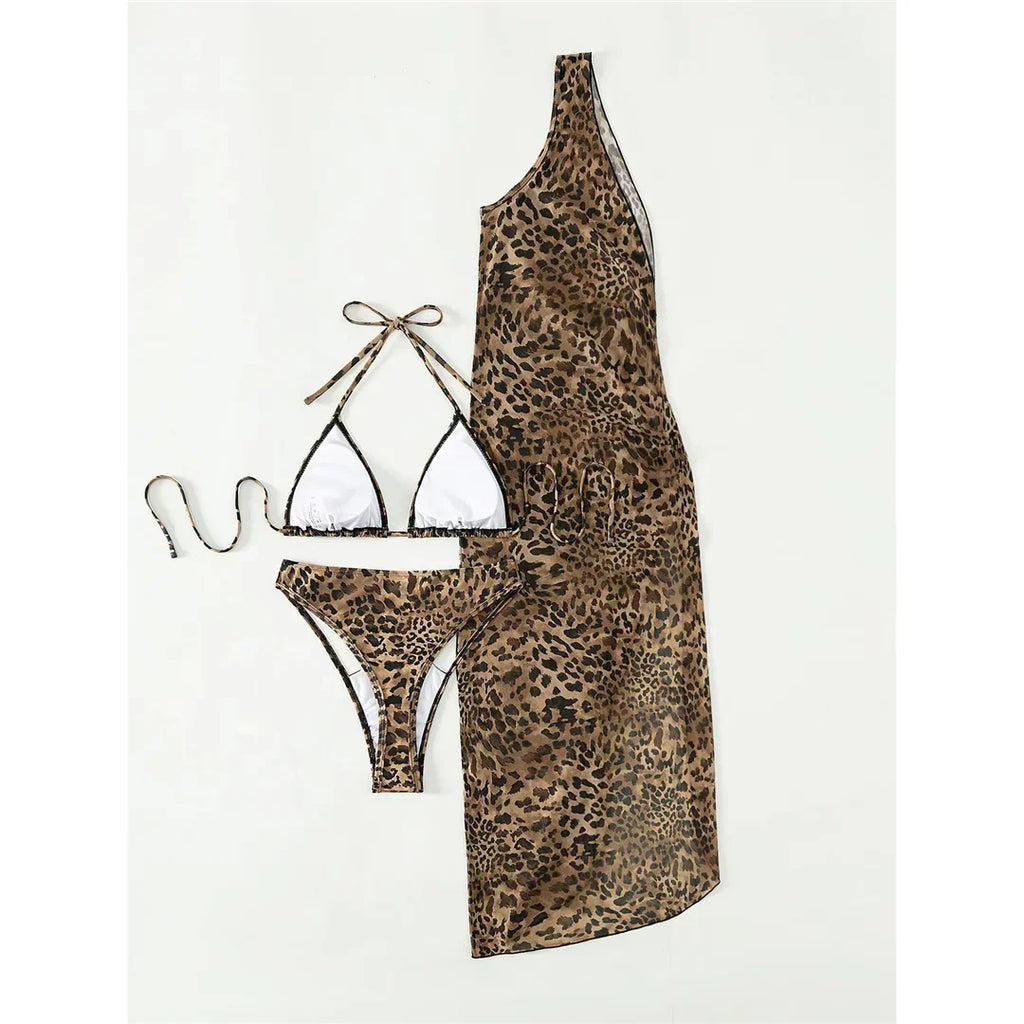 Leopar Bikini ve Pareo Set
